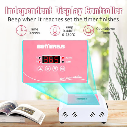 2in1 Combo Mini Portable Hat Press Heat Press Machine (Pink)
