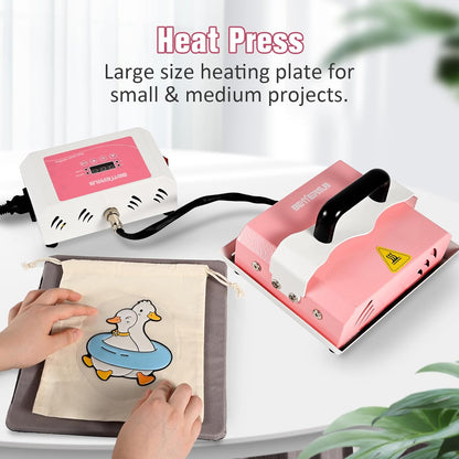 2in1 Combo Mini Portable Hat Press Heat Press Machine (Pink)