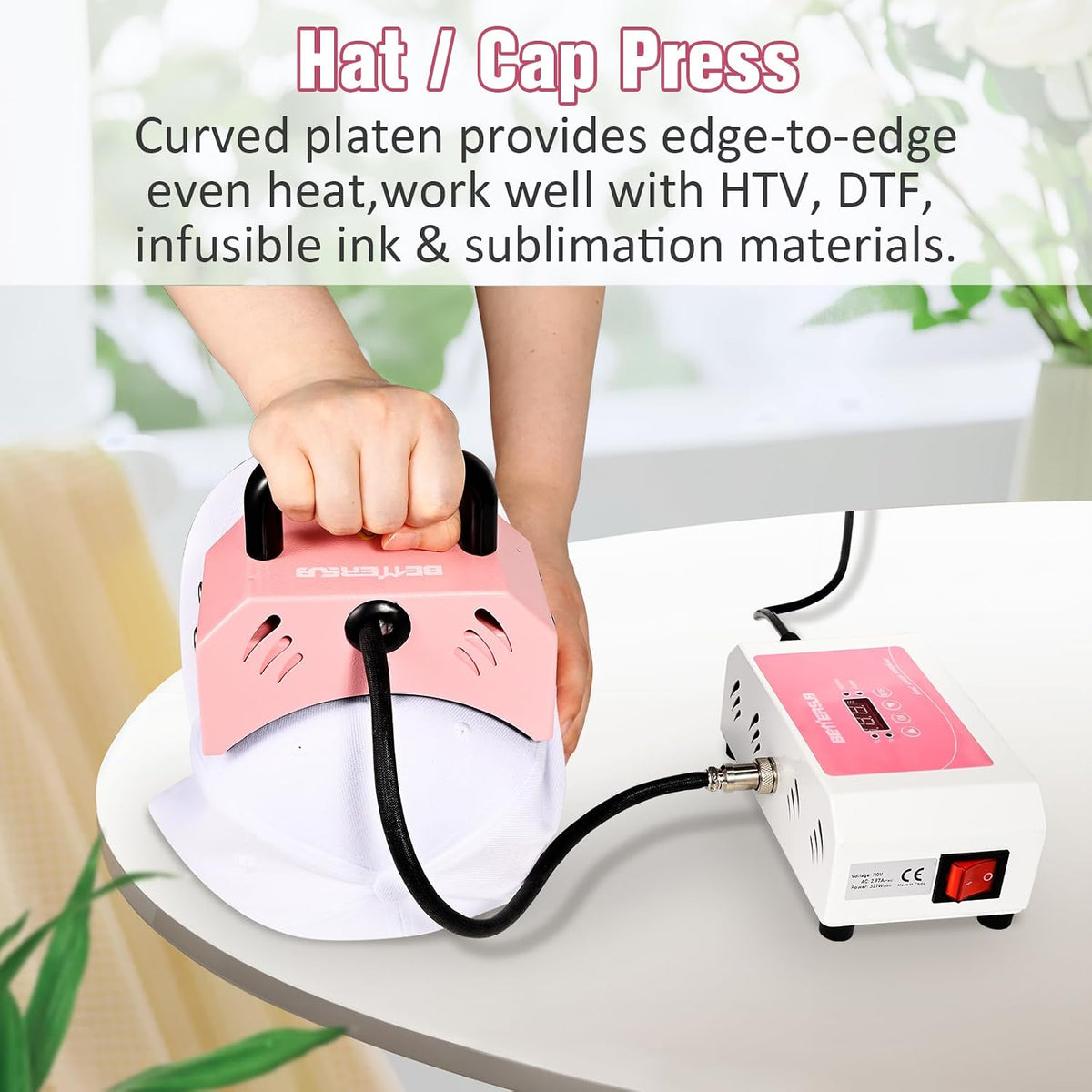 2in1 Combo Mini Portable Hat Press Heat Press Machine (Pink)