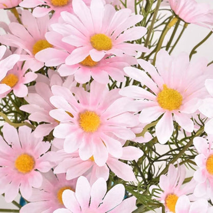 Artificial Flowers 10 Bundles Artificial Silk Daisy Fake Flowers UV Resistant Outdoor Fake Wildflowers with Stems Greenery Shrubs Plants Arrangements for Home Garden for Decoration (White and Pink)