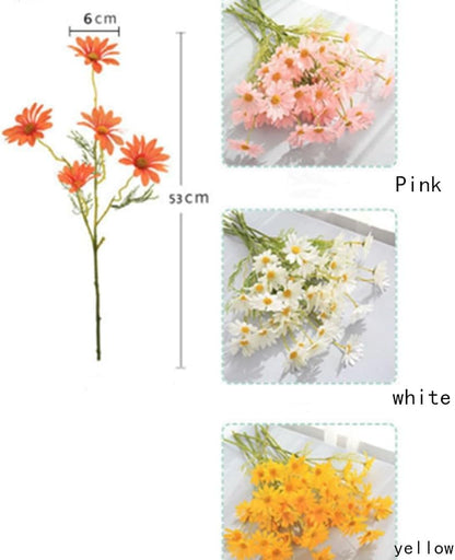 Artificial Flowers 10 Bundles Artificial Silk Daisy Fake Flowers UV Resistant Outdoor Fake Wildflowers with Stems Greenery Shrubs Plants Arrangements for Home Garden for Decoration (White and Pink)