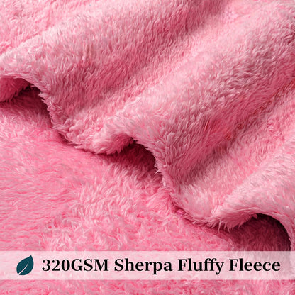 Sherpa Throw Blanket for Couch Sofa Bed, Bright Hot Pink 50x60