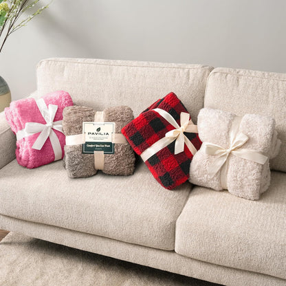 Sherpa Throw Blanket for Couch Sofa Bed, Bright Hot Pink 50x60