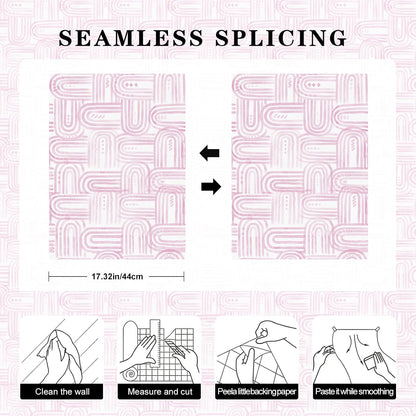 Modern Peel and Stick Wallpaper Boho Pink and White Contact Paper 17.3"x480" Geometric Abstract Wall Paper Removable Self Adhesive Wallpaper for Bedroom Bathroom Cabinet Decor Vinyl
