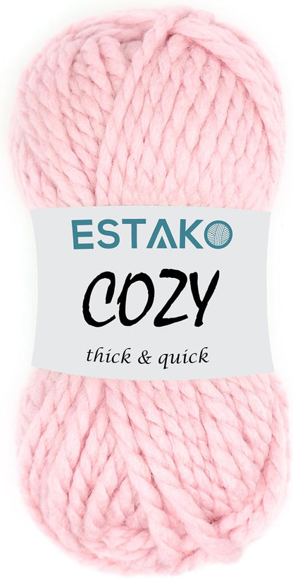 Cozy Thick & Quick Yarn, 20% Wool 80% Acrylic, Bulky #6, Baby Pink