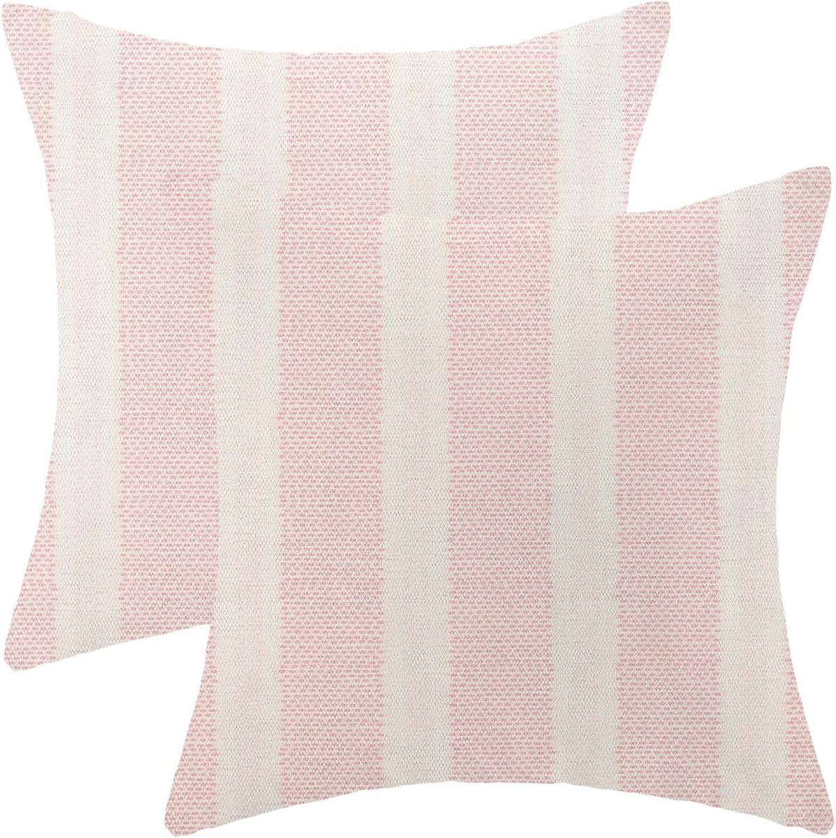 Boho Pillow Covers 18x18 Set of 2 Pink Stripes Throw Pillow Covers Outdoor Decoration Bohemian Style Modern Abstract Decorative Pillowcase Farmhouse Linen Cushion Cover for Home Couch Sofa