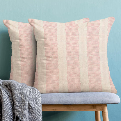 Boho Pillow Covers 18x18 Set of 2 Pink Stripes Throw Pillow Covers Outdoor Decoration Bohemian Style Modern Abstract Decorative Pillowcase Farmhouse Linen Cushion Cover for Home Couch Sofa