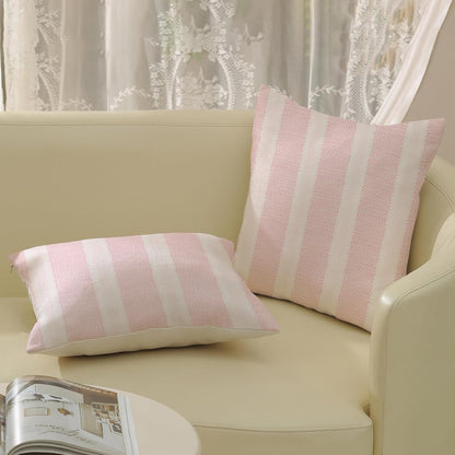 Boho Pillow Covers 18x18 Set of 2 Pink Stripes Throw Pillow Covers Outdoor Decoration Bohemian Style Modern Abstract Decorative Pillowcase Farmhouse Linen Cushion Cover for Home Couch Sofa