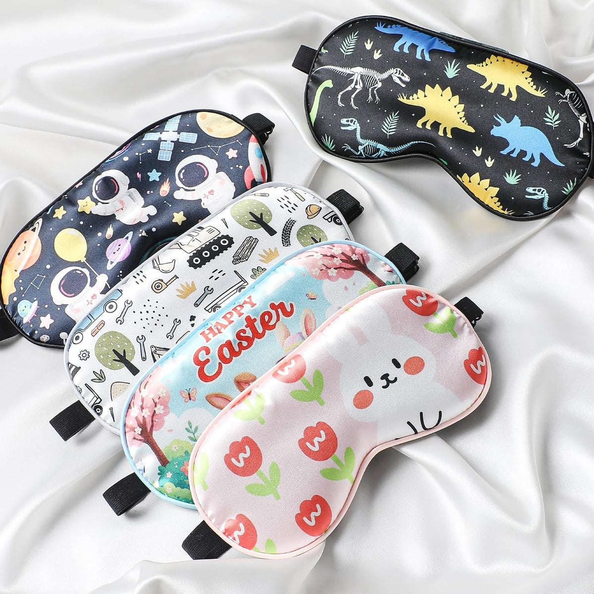 Cute Bunny Sleeping Eye Mask - Funny Pink Rabbit Eyes Mask with Adjustable Strap, Soft Lightweight Cartoon Animal Eye Cover for Night Sleep Travel Airplane Home Sleepover Party Gift Supplies