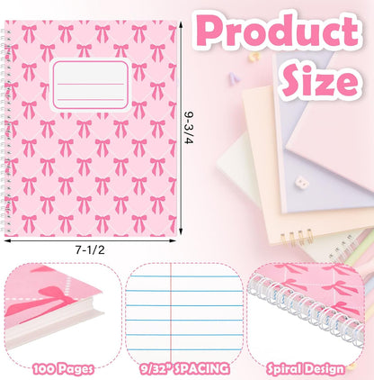 12 Pack Pink Bow Composition Notebooks 9-3/4 x 7-1/2 Inch 100 Pages