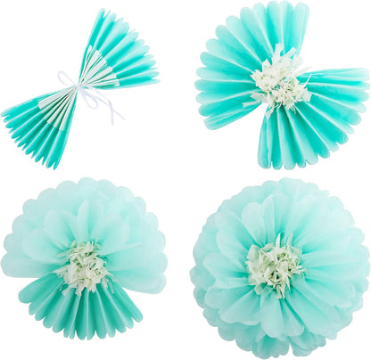 Tissue Paper Chrysanth Flowers with Butterfly and Olive Leaves for Wedding Baby Shower Nursery Room Parties & Events Decorations Pom Poms (Cream Peach Mint)