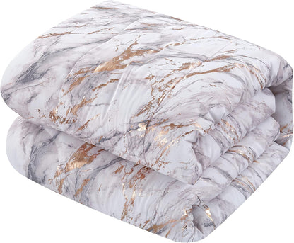 Marble Comforter Set, Full/Queen, Rose Gold