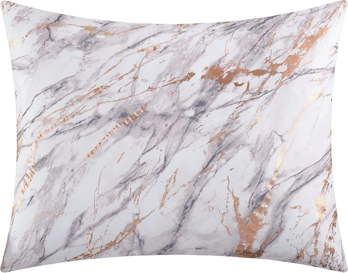 Marble Comforter Set, Full/Queen, Rose Gold