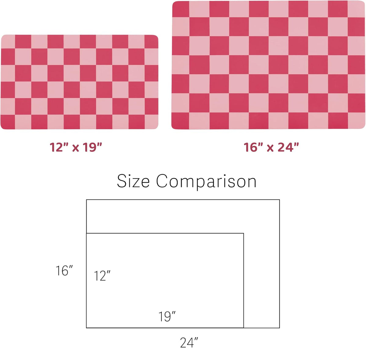 Checkered Dog Feeding Mat, Absorbent Mats for Dog Food and Water Bowl, Dispenser, Aesthetic Hot Pink Cute Checkerboard Pet Placemat for Dogs, Cats, Puppy Accessories (Coral, 12 x 19)