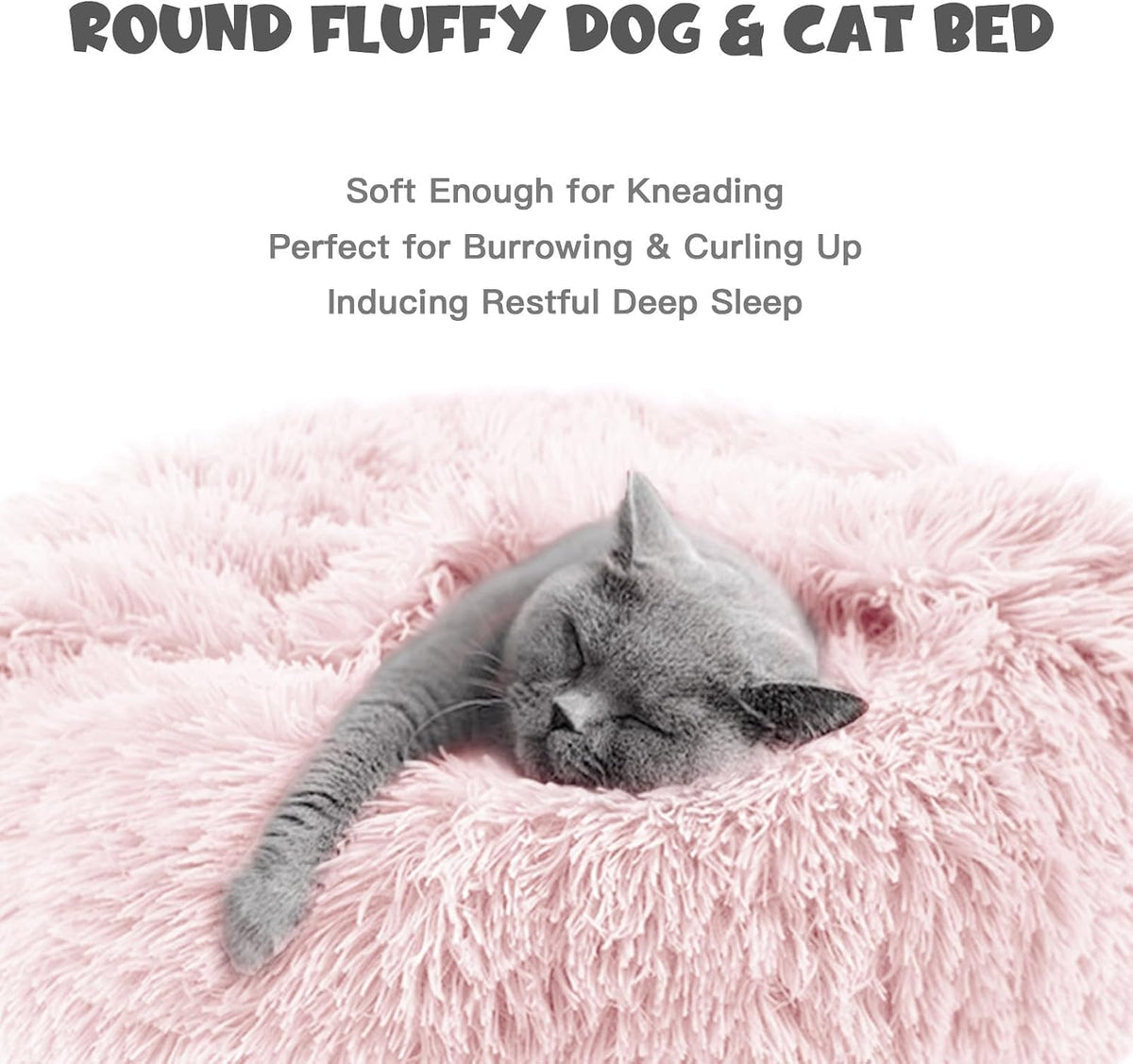 Himax 35in Covered Large Dog Bed with Blanket Attached Calming Burrow Pink