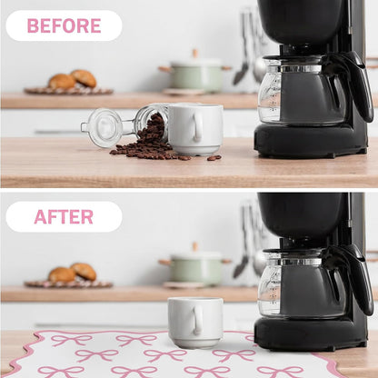 Pink Bow Scalloped Coffee Mat Pink Coffee Bar Kitchen Accessories