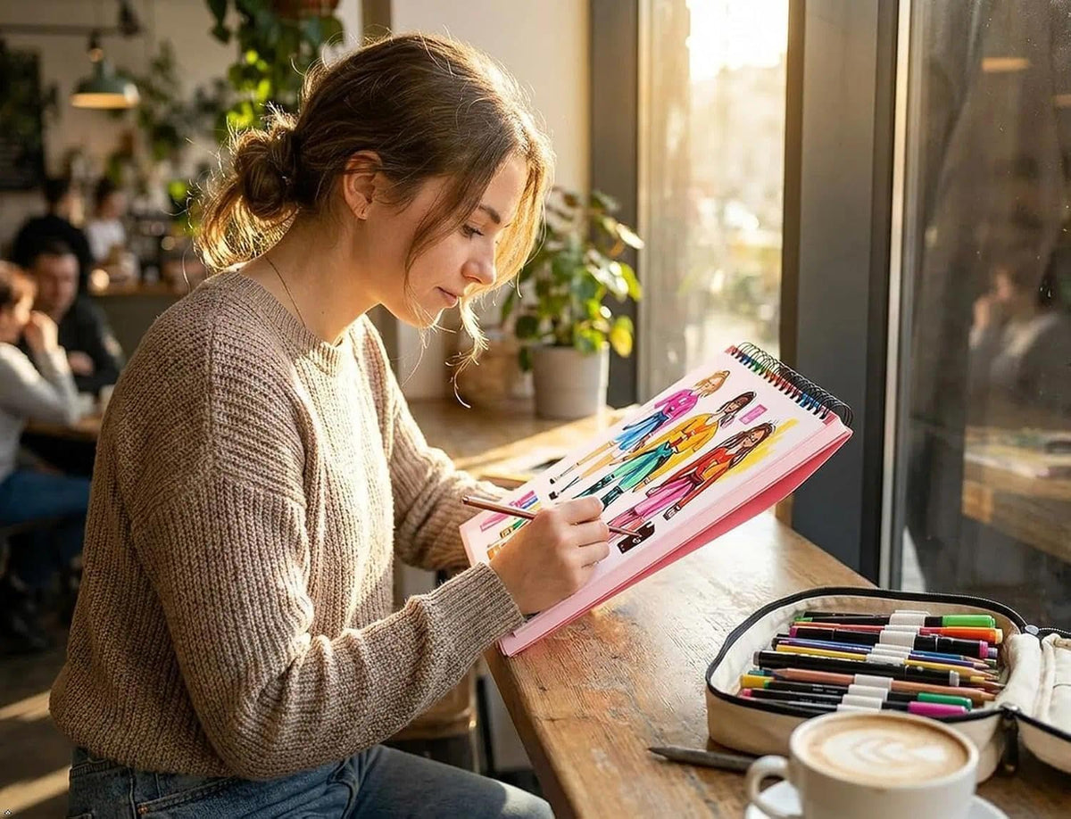 Cute Sketch Book 9" x 12" Drawing Paper,Pink Teen Girls Sketchbook