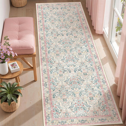 2x6 Runner Rug, Pink Rug Washable Kitchen Rugs for Bedroom, Pink