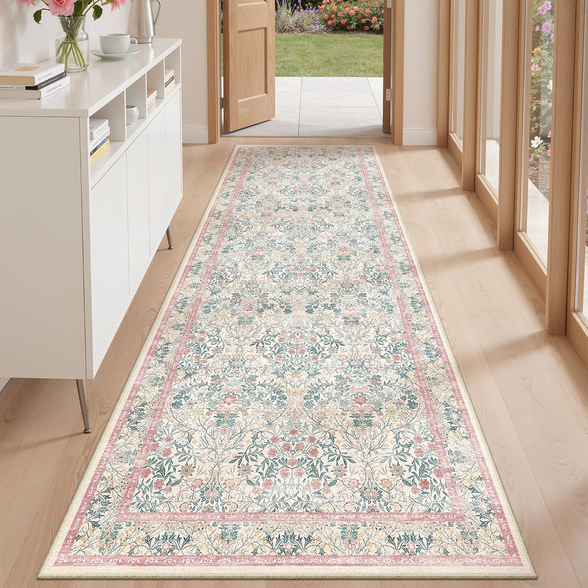 2x6 Runner Rug, Pink Rug Washable Kitchen Rugs for Bedroom, Pink