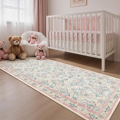2x6 Runner Rug, Pink Rug Washable Kitchen Rugs for Bedroom, Pink