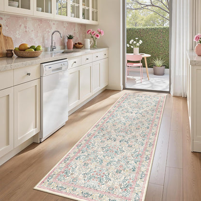 2x6 Runner Rug, Pink Rug Washable Kitchen Rugs for Bedroom, Pink