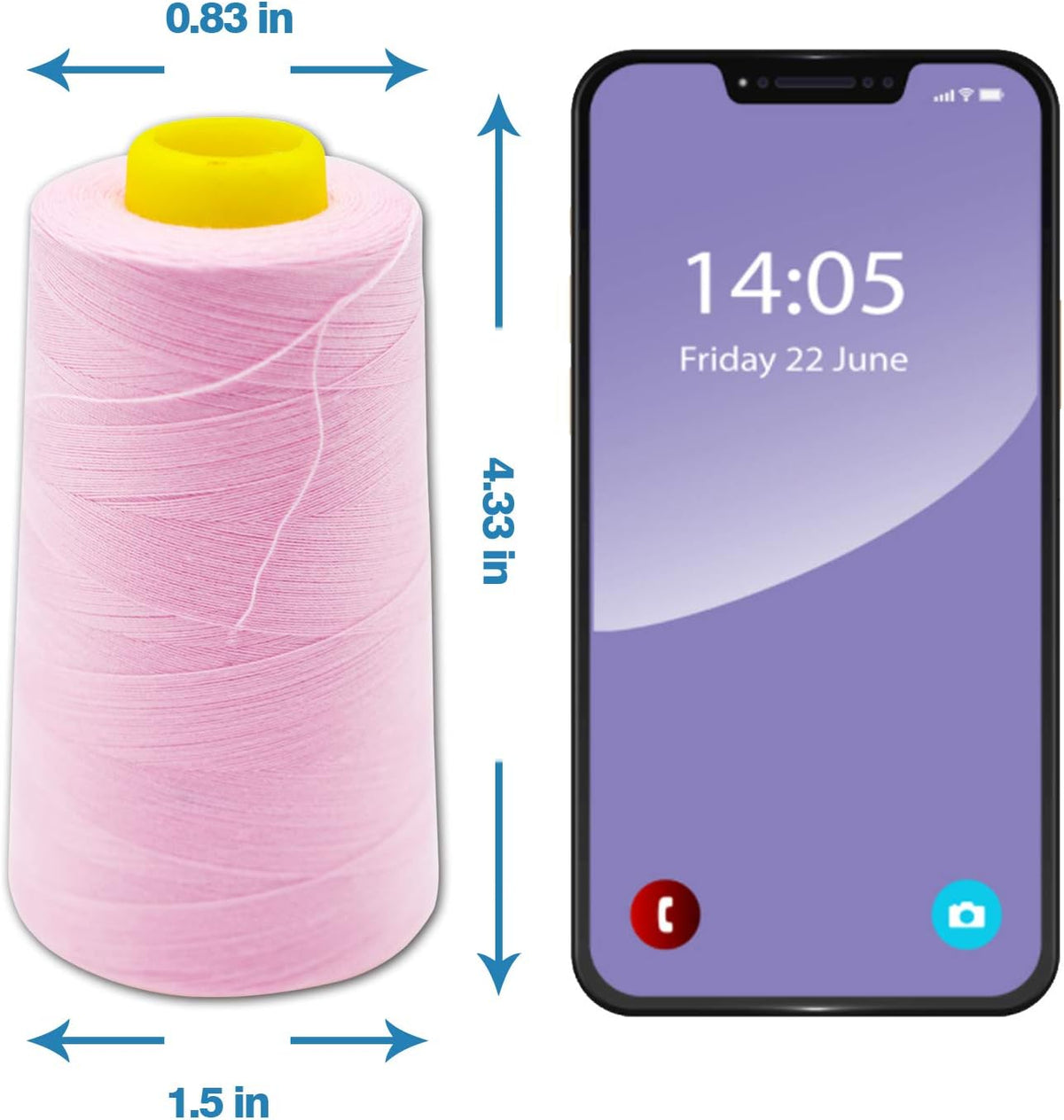 Pink Serger Thread, All-Purpose Thread for Sewing, Polyester, 4 Cones of 3000 Yards Each Spool for Sewing Machine
