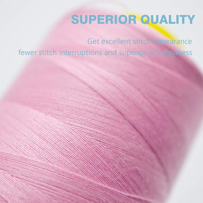 Pink Serger Thread, All-Purpose Thread for Sewing, Polyester, 4 Cones of 3000 Yards Each Spool for Sewing Machine