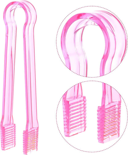 10 Pcs Plastic Buffet Serving Tongs, Clear Pink Kitchen Tongs Mini Serving Utensil Tongs for Food Ice Salad Buffet Barbecue Cookies, 6.3 Inches