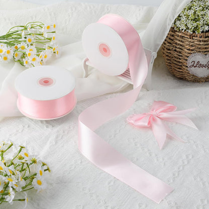 Pink Ribbon 1-1/2 inch, 100 Yards Pink Satin Ribbon for Gift Wrapping, Ribbons for Flower Bouquet, Fabric Polyester Hair Ribbons for Crafts Wedding Bow Party Decorations