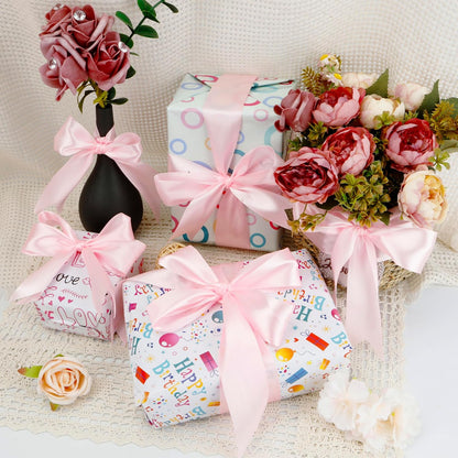 Pink Ribbon 1-1/2 inch, 100 Yards Pink Satin Ribbon for Gift Wrapping, Ribbons for Flower Bouquet, Fabric Polyester Hair Ribbons for Crafts Wedding Bow Party Decorations