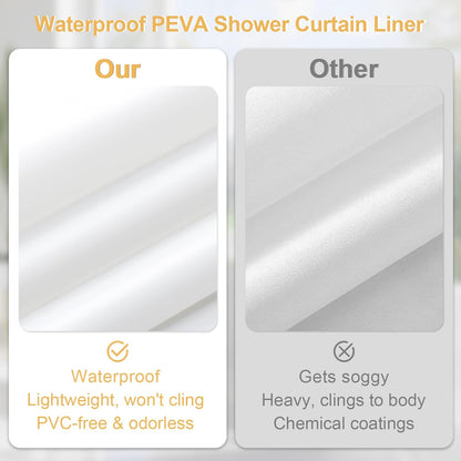 3 in 1 Pink Shower Curtain Set with PEVA Liner & 6 Hooks, 36 x 72