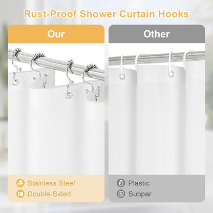 3 in 1 Pink Shower Curtain Set with PEVA Liner & 6 Hooks, 36 x 72