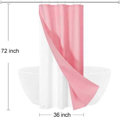 3 in 1 Pink Shower Curtain Set with PEVA Liner & 6 Hooks, 36 x 72