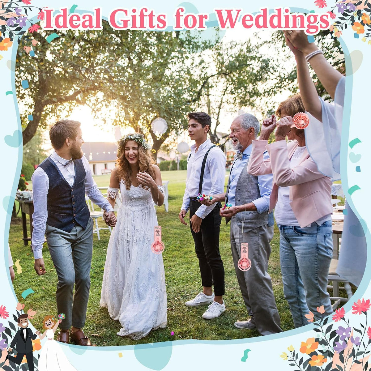 30 Pcs Mini Handheld Fans for Wedding Guests with Lanyard,Pink