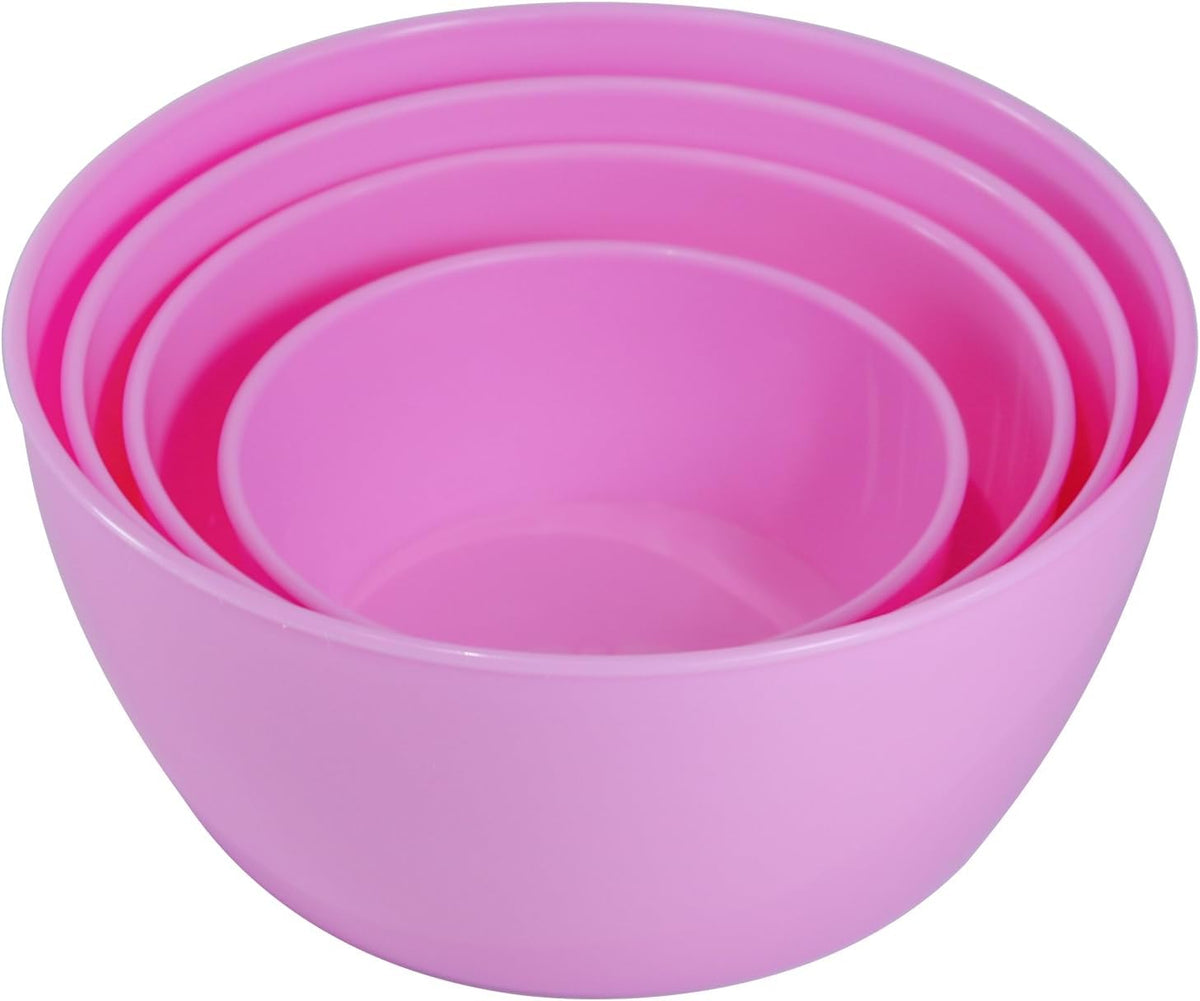 Set of 4 Plastic Prep Bowls with Lids，Microwave and Dishwasher Safe,Ideal for Baking, Prepping, Cooking and Serving Food (Pink)
