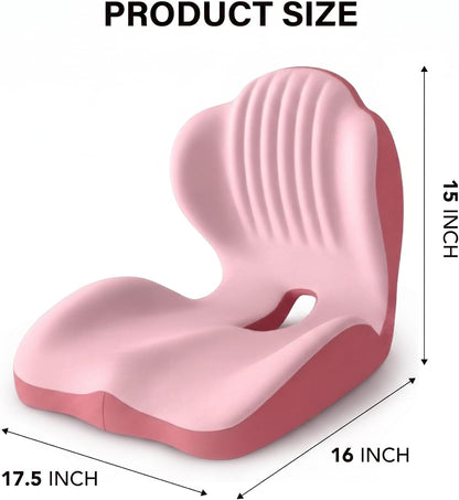 Ergonomic Seat Cushion,Lumbar Support for Office Chair, Memory Foam Chair Cushion for Car Seat,Long Sitting Comfort & Posture Support (Pink)