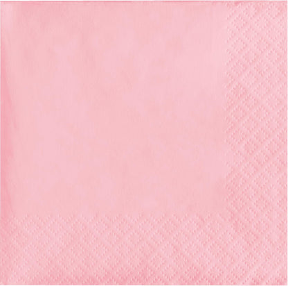 Party Tableware 2-Ply Beverage Napkin, Party Supplies, One Size, Classic Pink, 50