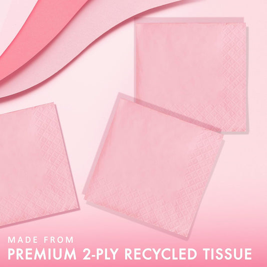 Party Tableware 2-Ply Beverage Napkin, Party Supplies, One Size, Classic Pink, 50