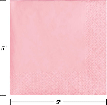 Party Tableware 2-Ply Beverage Napkin, Party Supplies, One Size, Classic Pink, 50