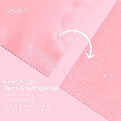Party Tableware 2-Ply Beverage Napkin, Party Supplies, One Size, Classic Pink, 50