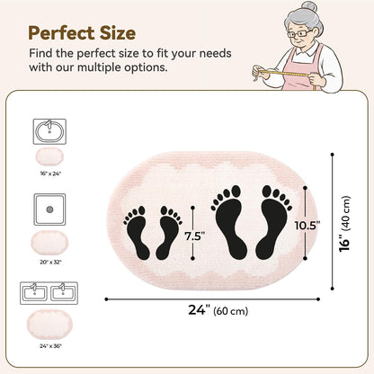 Pink Oval Bathroom Rug, 16" x 24", Cute Bath Mat