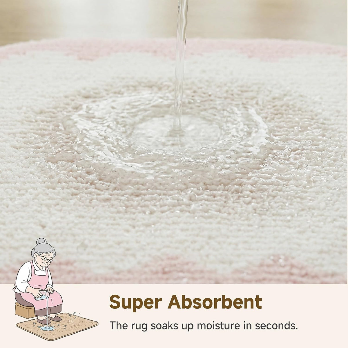 Pink Oval Bathroom Rug, 16" x 24", Cute Bath Mat