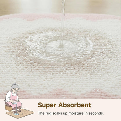 Pink Oval Bathroom Rug, 16" x 24", Cute Bath Mat