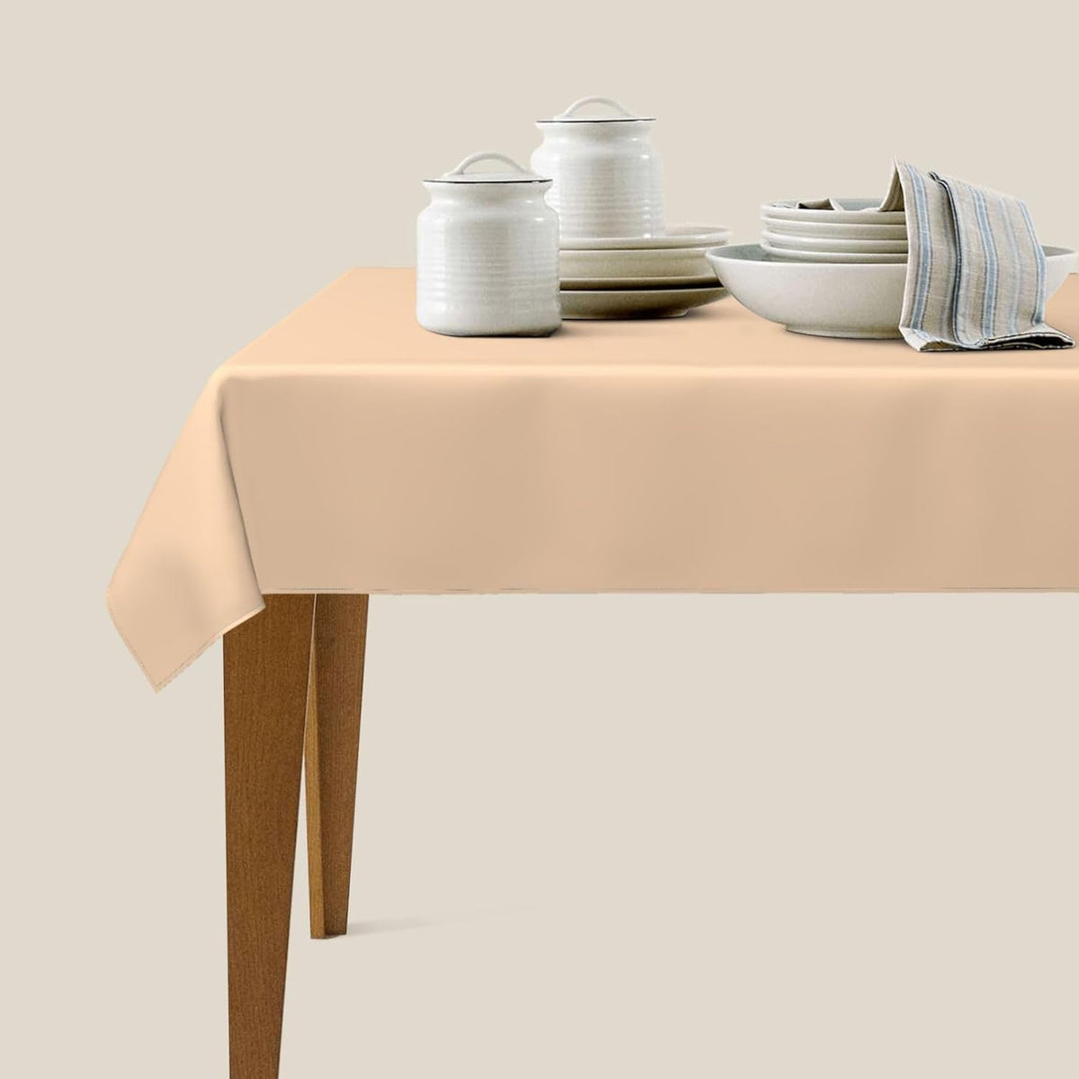 Pastel Peach Solid Color Classic Elegant Rectangle Table Cloth Soft Washable Oblong Tablecloth Covers for Kitchen & Table Linens 54" x 72"