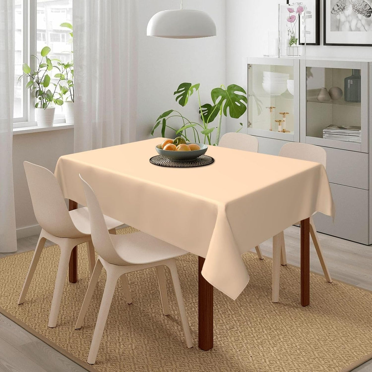Pastel Peach Solid Color Classic Elegant Rectangle Table Cloth Soft Washable Oblong Tablecloth Covers for Kitchen & Table Linens 54" x 72"