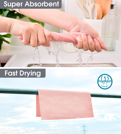 KitchLife Microfiber Cleaning Cloth Roll - Tear-Away Reusable Microfiber Paper Towels, Lint-Free, Washable, 20 Sheets for Kitchen, Car, Dishes, and Sensitive Surfaces (Pink)