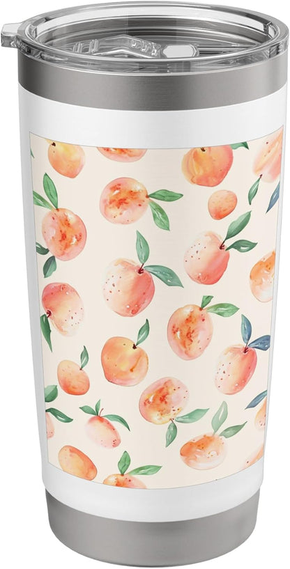 Pastel Pattern Art Peach Fruit Stainless Steel Insulated Tumbler