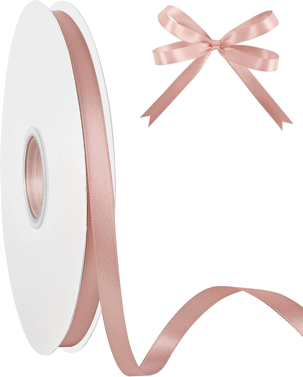 Double Face 3/8 Inch Peach Pink Satin Ribbon 50 Yards Fabric Ribbon for Gift Wrapping Bow Craft Flower Bouquet Wedding Sewing Decoration Accessories