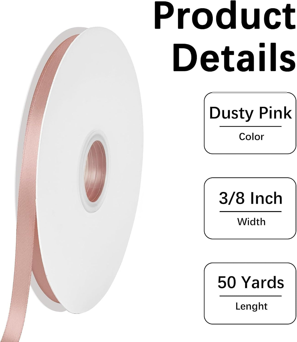 Double Face 3/8 Inch Peach Pink Satin Ribbon 50 Yards Fabric Ribbon for Gift Wrapping Bow Craft Flower Bouquet Wedding Sewing Decoration Accessories