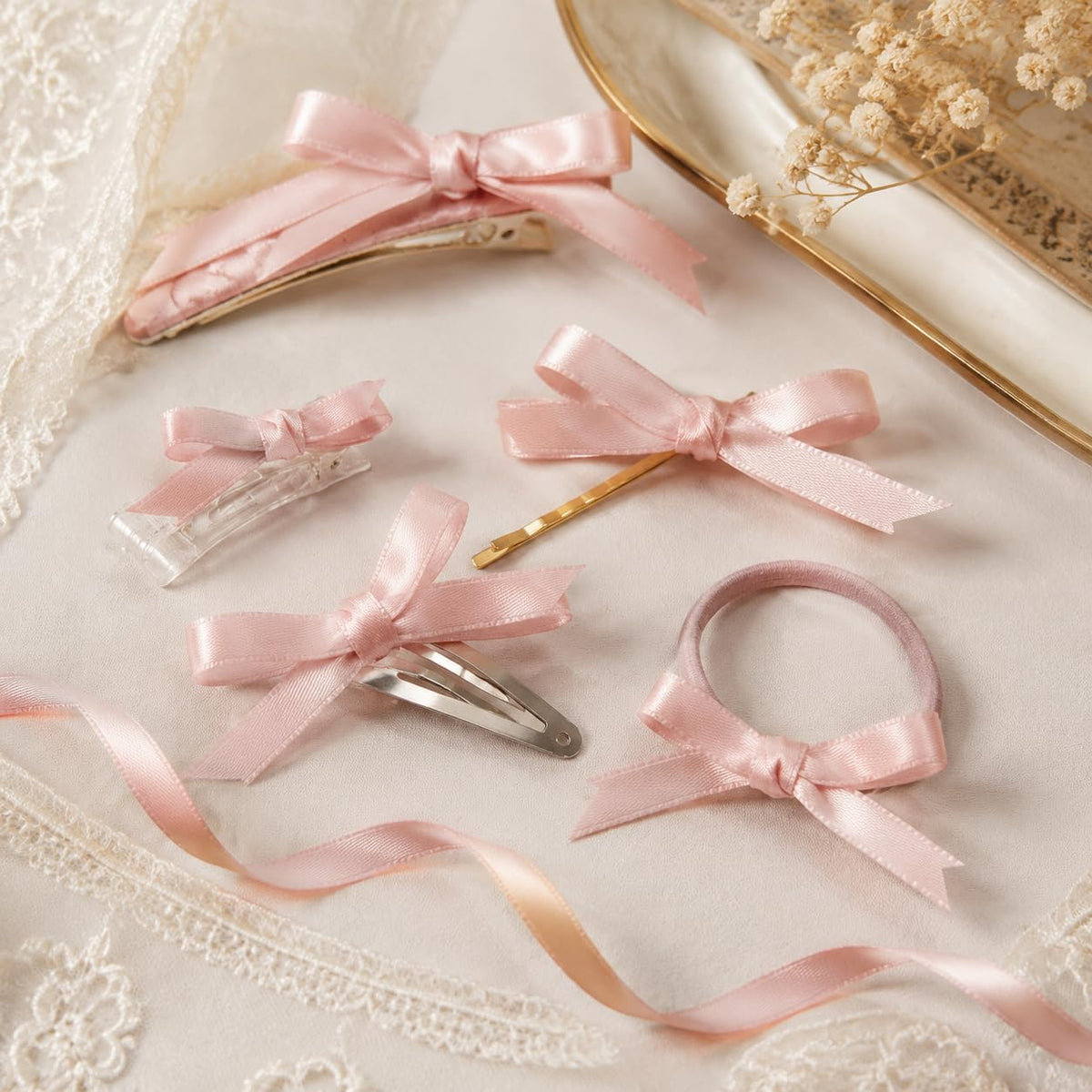 Double Face 3/8 Inch Peach Pink Satin Ribbon 50 Yards Fabric Ribbon for Gift Wrapping Bow Craft Flower Bouquet Wedding Sewing Decoration Accessories